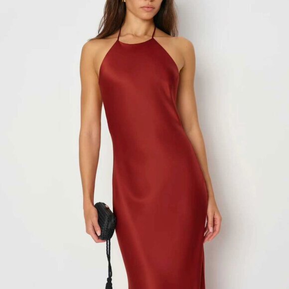 BEST Reformation Jeany Silk Maxi Dress Gown Small Sangre Red Holiday Party - Picture 10 of 12